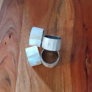 Vintage Capiz Shell White Napkin Rings